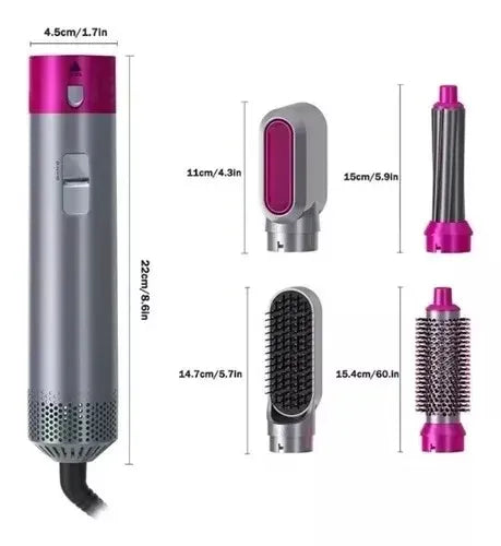 Purilite Select 5-in-1 Hot Air Hair Styler Brush | Hair Dryer, Curler, Straightener, Volumizer & Styling Set with Carrying Case