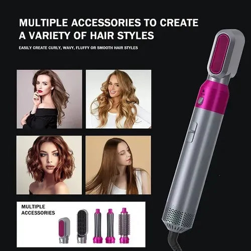 Purilite Select 5-in-1 Hot Air Hair Styler Brush | Hair Dryer, Curler, Straightener, Volumizer & Styling Set with Carrying Case