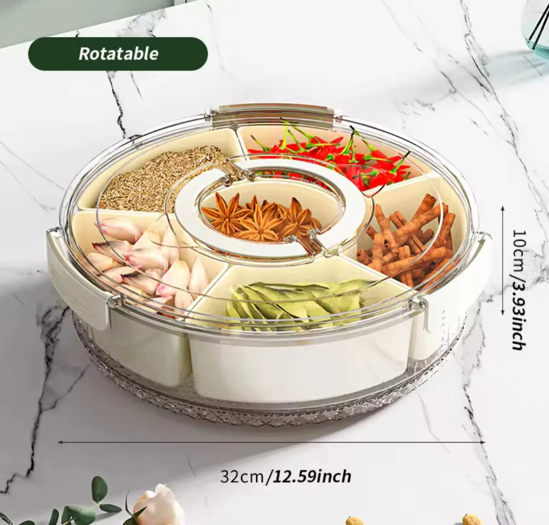 Multi Grids Seasoning Storage Box with Lid, Transparent Divided Tray for Snacks, Spices, Fruits, and Candy