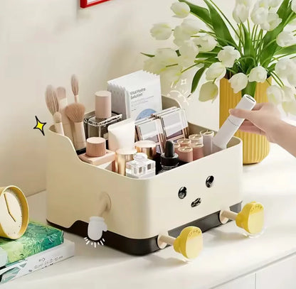 Cute Cartoon Style Desktop Storage Box Multi-Grid Cosmetic  Accessory Organizer