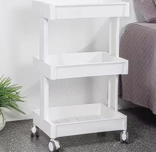 Three Layer Bathroom Storage Trolley Multifunctional Tool Cart  Snack Organizer with Wheels