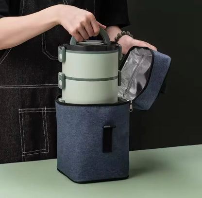 Adult Bento Lunch Box, Leakproof Stainless Steel Portable Food Container for Outdoor Camping & Picnics