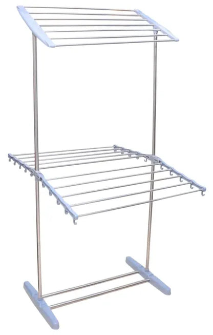 Double Layer Stainless Steel Clothes Rack Multifunctional 2-Layer Foldable Cloth Dryer Stand