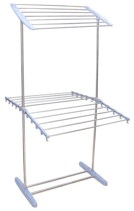 Double Layer Stainless Steel Clothes Rack Multifunctional 2-Layer Foldable Cloth Dryer Stand