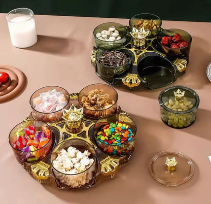 360° Rotating Acrylic Candy Tray Desktop Decorative Serving Tray with Lid