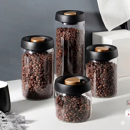Purilite Select Vacuum Sealed Glass Storage Jar – Airtight Coffee Bean Container with Moisture-Proof Lid for Tea, Spices, and Dry Food Storage