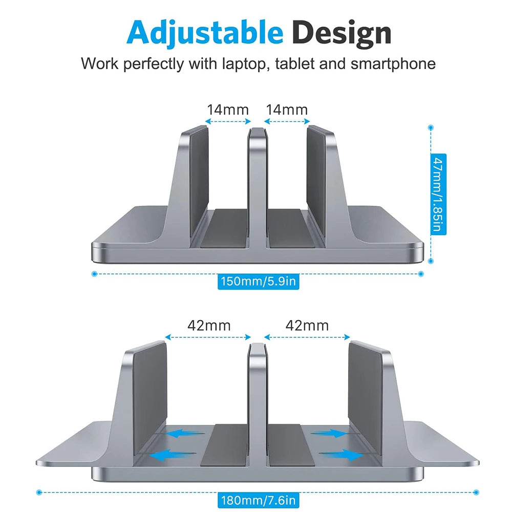 Purilite Select Vertical Laptop Stand | Adjustable Aluminum Notebook Holder | Space-Saving Desktop Support Base