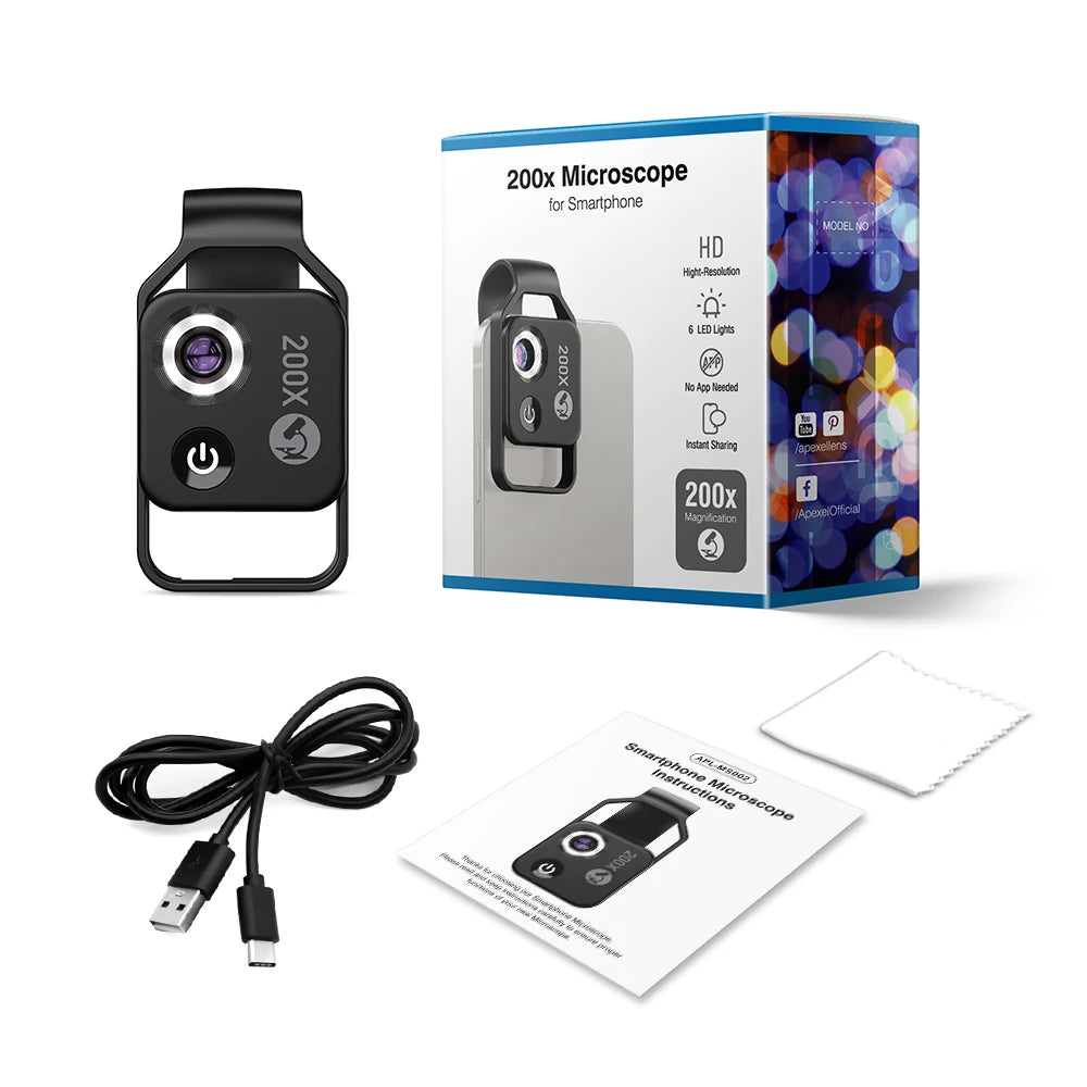 Purilite Select 200X Mobile Microscope Lens with LED & CPL