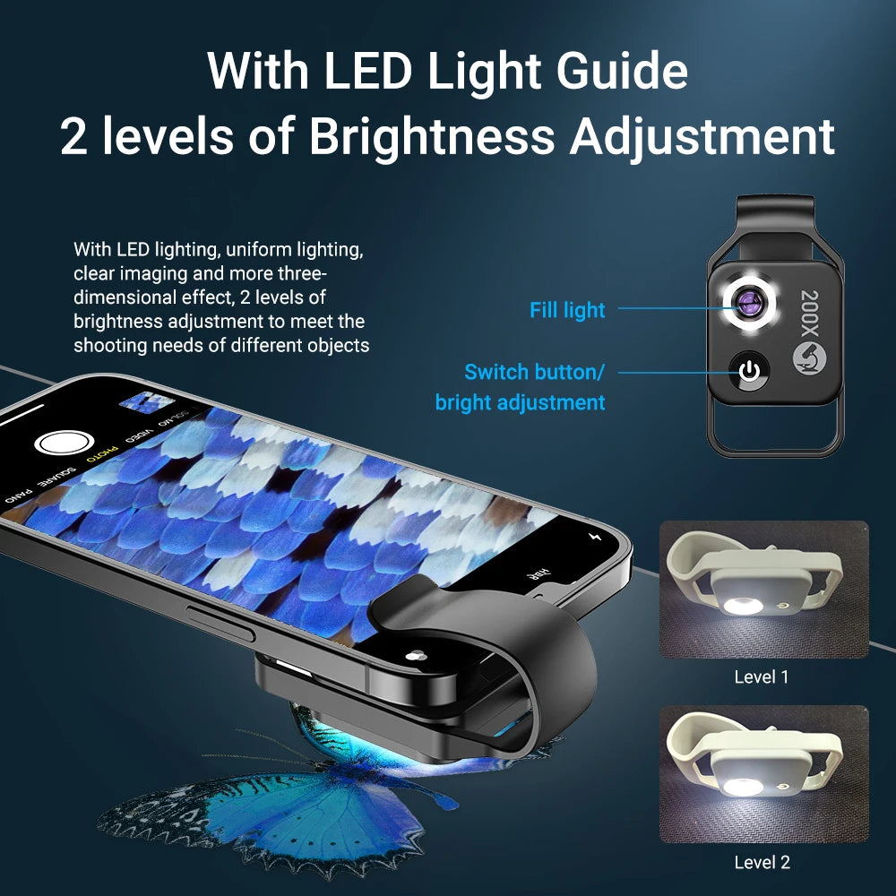Purilite Select 200X Mobile Microscope Lens with LED & CPL