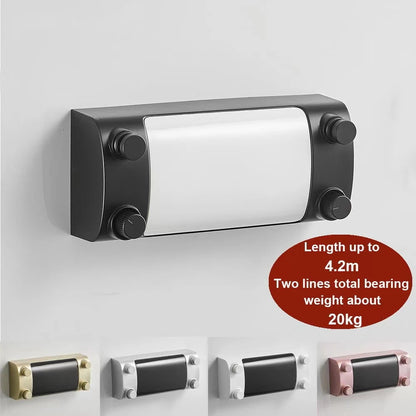 Purilite Select Retractable Double Row Steel Wire Laundry Hanger Wall Mounted Clothes Drying Rack for Indoor & Outdoor Use