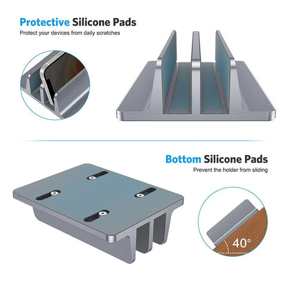 Purilite Select Vertical Laptop Stand | Adjustable Aluminum Notebook Holder | Space-Saving Desktop Support Base