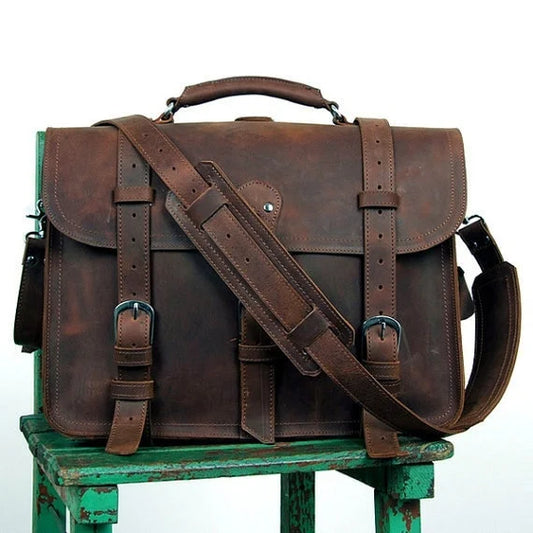 Purilite Select Vintage Crazy Horse Genuine Leather Men’s Briefcase