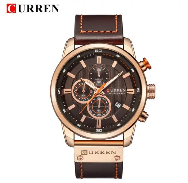 CURREN 8291 Men’s Leather Sports Chronograph Watch