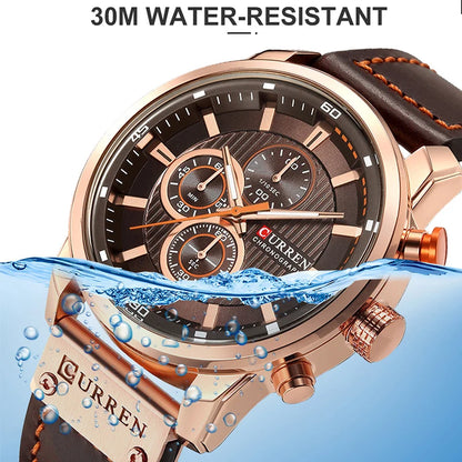 CURREN 8291 Men’s Leather Sports Chronograph Watch