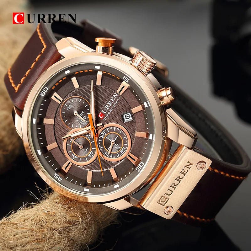 CURREN 8291 Men’s Leather Sports Chronograph Watch