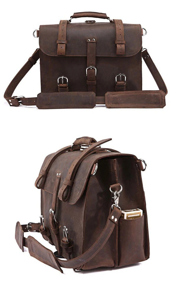 Purilite Select Vintage Crazy Horse Genuine Leather Men’s Briefcase