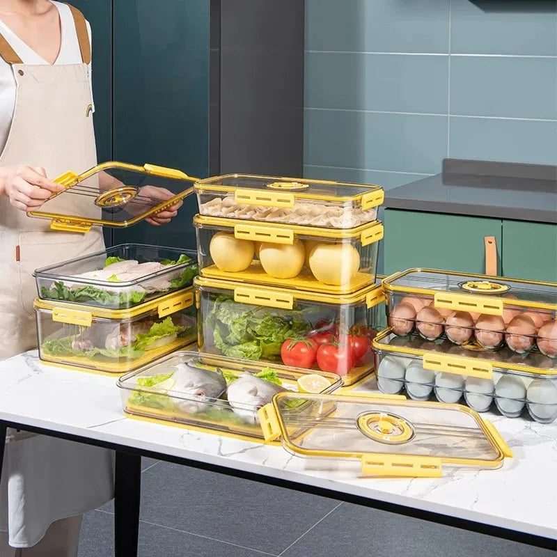 Purilite Select 1PCS Timekeeping Kitchen Fridge Organizer Storage Box | Thickened Food Pantry Drawer Container | Refrigerator Storage Tool