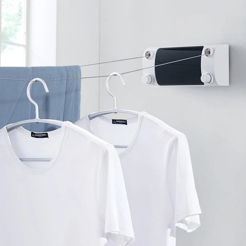Purilite Select Retractable Double Row Steel Wire Laundry Hanger Wall Mounted Clothes Drying Rack for Indoor & Outdoor Use