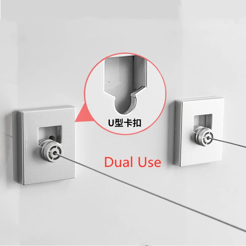 Purilite Select Retractable Double Row Steel Wire Laundry Hanger Wall Mounted Clothes Drying Rack for Indoor & Outdoor Use