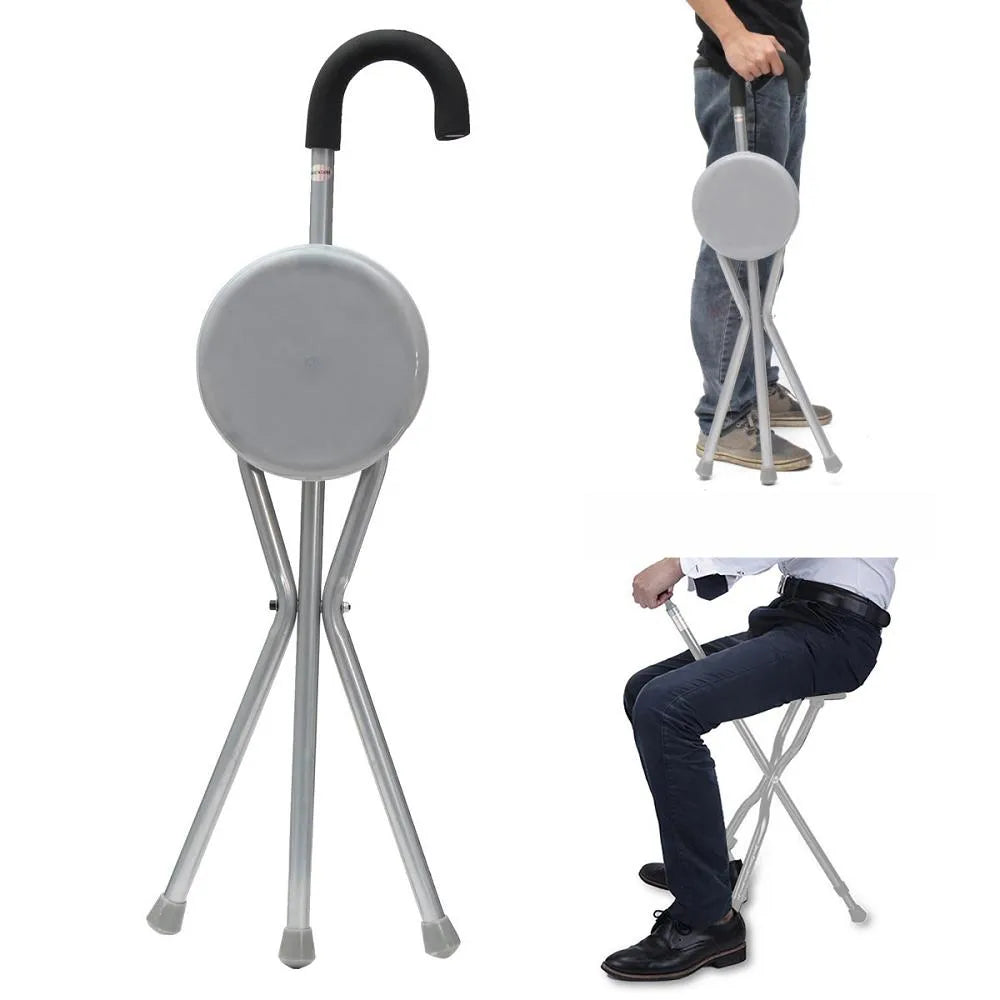 Purilite Select Traveling Stick Stool Folding Walking Cane with Seat