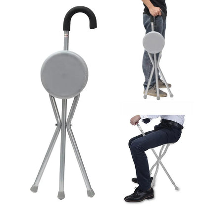 Purilite Select Traveling Stick Stool Folding Walking Cane with Seat