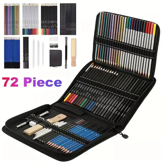 Purilite Select 72-Piece Art Set – Sketching, Drawing & Charcoal Pencil Tools Kit for Artists