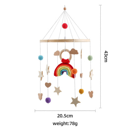 Purilite Select Wooden Baby Crib Mobile | Crochet Star Hanging Bed Bell | Nursery Rattle Decoration | Newborn Comfort Toy