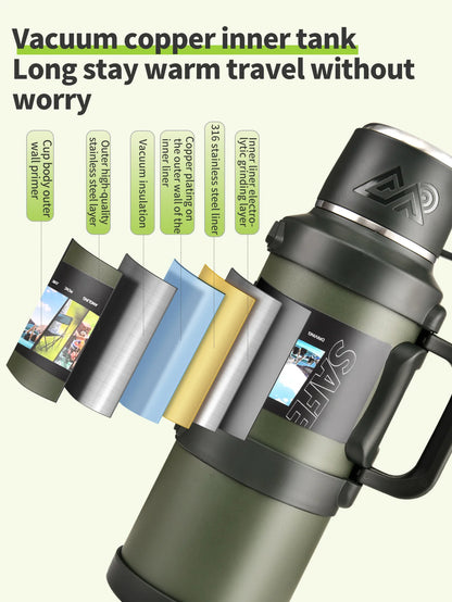 Purilite Select Large Stainless Steel Thermos | 1.7L 2.0L 2.5L Vacuum Insulated Flask | Travel Camping Hot Cold Bottle