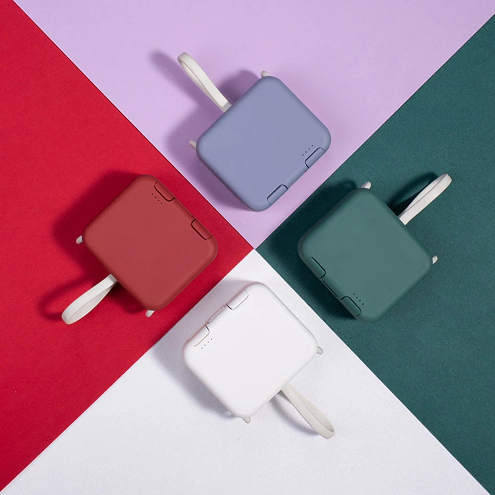 Purilite Select 4000mAh Mini Portable Power Bank with Built-in Cables Compact Fast Charging External Battery