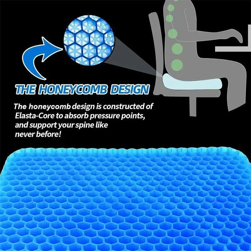 Purilite Select Gel Seat Cushion | Double Thick Egg Gel Chair Cushion | Breathable Office, Car & Wheelchair Pad | Pressure Relief Soft Seat Cushion