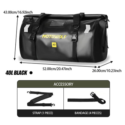 Purilite Select | Universal Motorcycle Waterproof Tail Bag | Back Seat Luggage | 40L / 66L Travel Pack