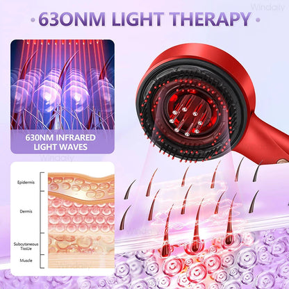 Purilite Select 3 in 1 Red Light Therapy Scalp Massager Comb with Hair Oil Applicator and Vibration Hair Care Brush