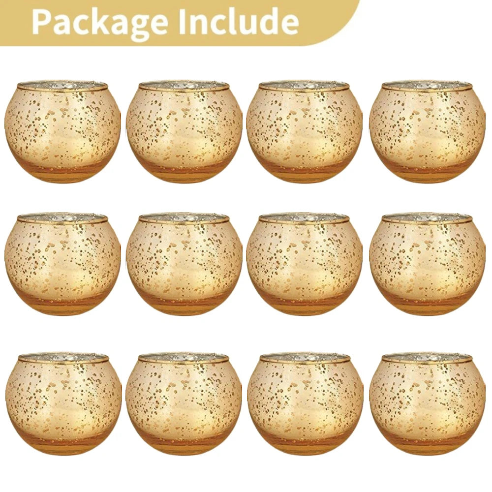 Purilite Select 6/12Pcs Round Speckled Glass Votive Candle Holders