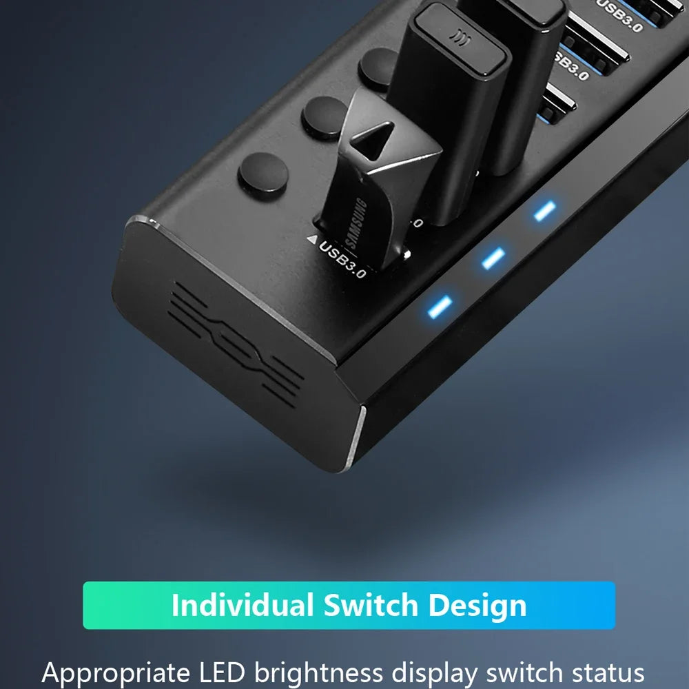 Purilite Select USB 3.0 Hub – Aluminum 10/13/16-Port Expander