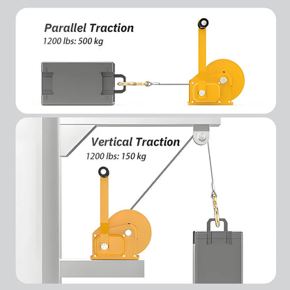 Purilite Select Small Hand Winch Heavy Duty Self-Locking Rope Crank | 1200 lbs Two-Way Locking | Trailer Boat ATV Towing Hoist