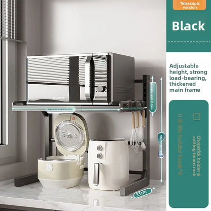 Purilite Select Table Top Multi-Layer Microwave Oven Storage Rack | Retractable Adjustable Kitchen Organizer | Stainless Steel Partition Rack