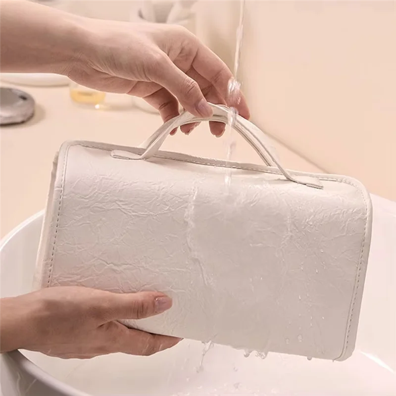 Purilite Select Travel Toiletry Bag | PU Leather Roll-Up Cosmetic Organizer | Hanging Makeup Bag with Detachable Compartments