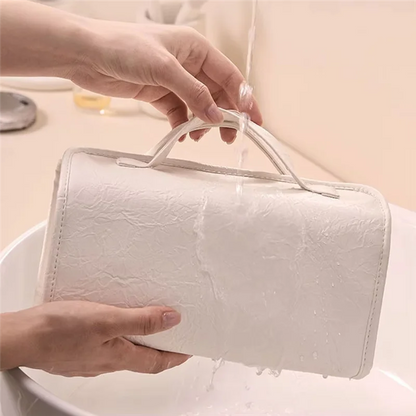 Purilite Select Travel Toiletry Bag | PU Leather Roll-Up Cosmetic Organizer | Hanging Makeup Bag with Detachable Compartments