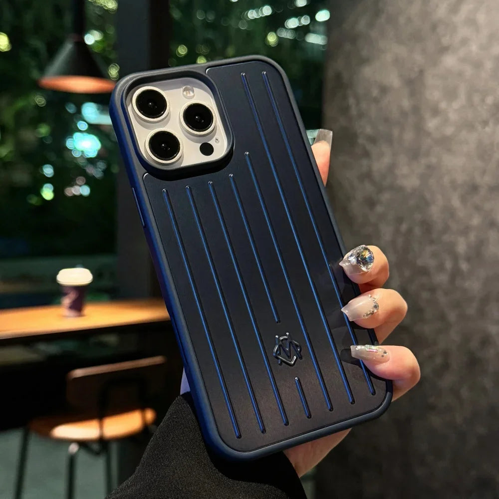 Purilite Select 3D Corrugated Stripe Luxury Business Luggage Case for iPhone 16/15/14/13 Pro Max