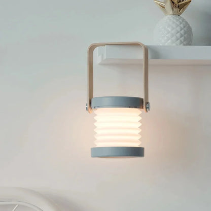 Purilite Select Telescopic Folding LED Touch Night Lamp with Wooden Handle Portable Rechargeable Table Lantern