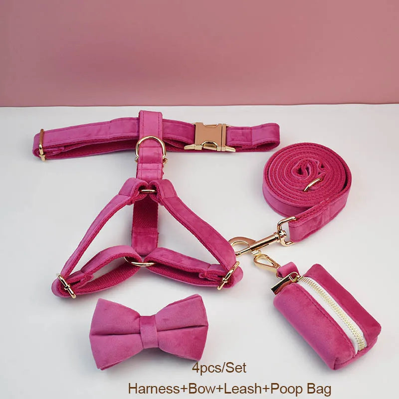 Purilite Select Rose Red Velvet Dog Collar & Leash Set