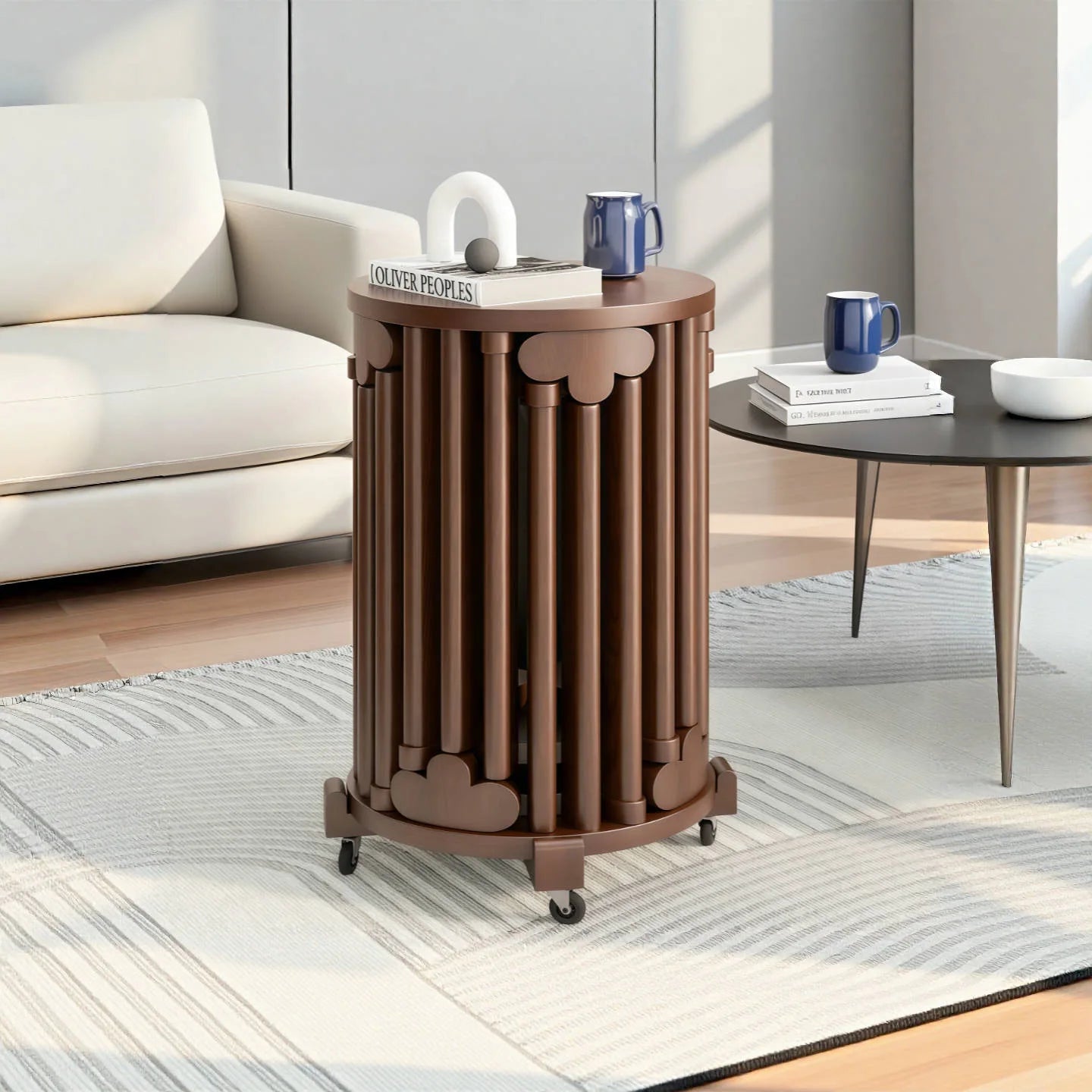 Purilite Select Solid Wood Round Stool | Stackable Dining Table Stool | Living Room Coffee Table Small Chair
