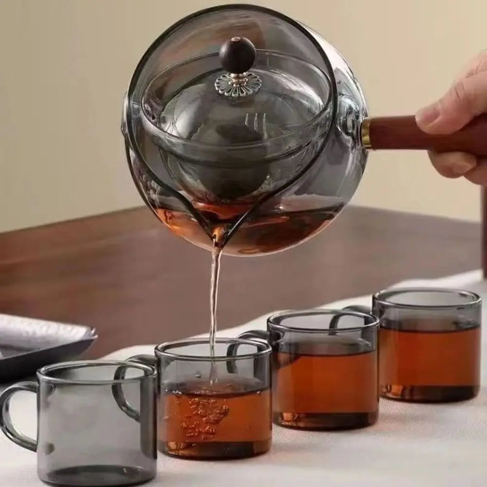 Purilite Select Heat Resistant Glass Teapot | 360° Rotating Transparent Brewing Teapot with Built-In Tea Filter and Comfortable Handle | Large Capacity Boiling Tea Kettle for Home and Office