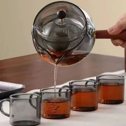 Purilite Select Heat Resistant Glass Teapot | 360° Rotating Transparent Brewing Teapot with Built-In Tea Filter and Comfortable Handle | Large Capacity Boiling Tea Kettle for Home and Office