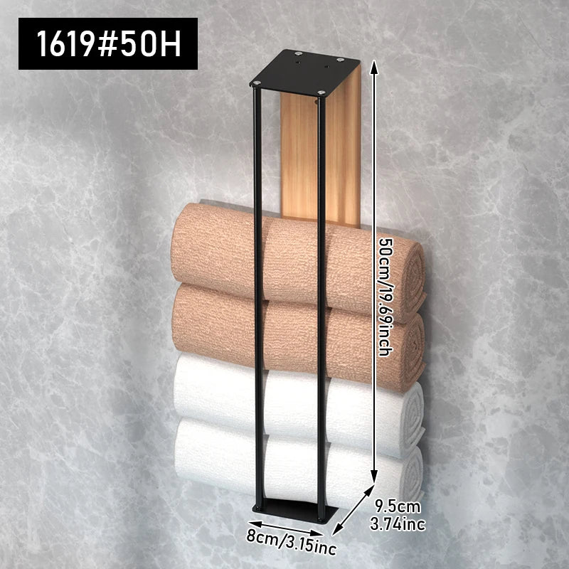 Purilite Select Wooden Board Wall-Mounted Metal Towel Rack