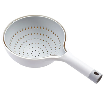 Purilite Select Double Layer Rotatable Drain Basket with Handle for Fruit Washing Vegetable Cleaning and Kitchen Storage