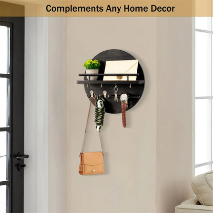 Purilite Select Wooden Wall-Mounted Key Holder with Shelf