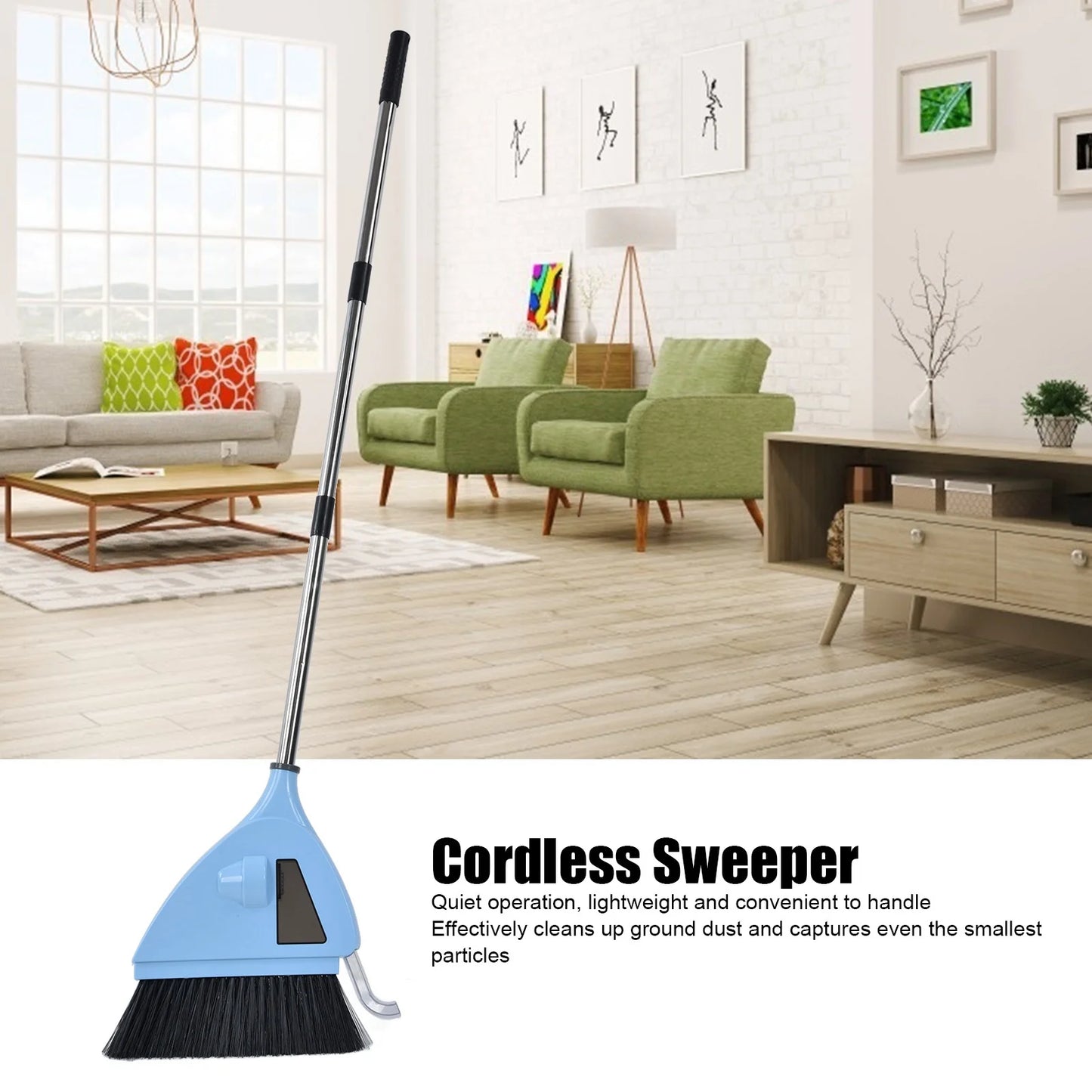 Purilite Select 2-in-1 Vacuum Broom | USB Charging Cordless Sweeper | Strong Suction 20,000 RPM | Household & Bedroom Floor Cleaner