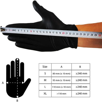 Purilite Select 100Pcs Disposable Black Nitrile Gloves | Powder-Free, Latex-Free, Heavy-Duty Thicker Gloves for Cooking, Mechanics, Tattoo & Cleaning
