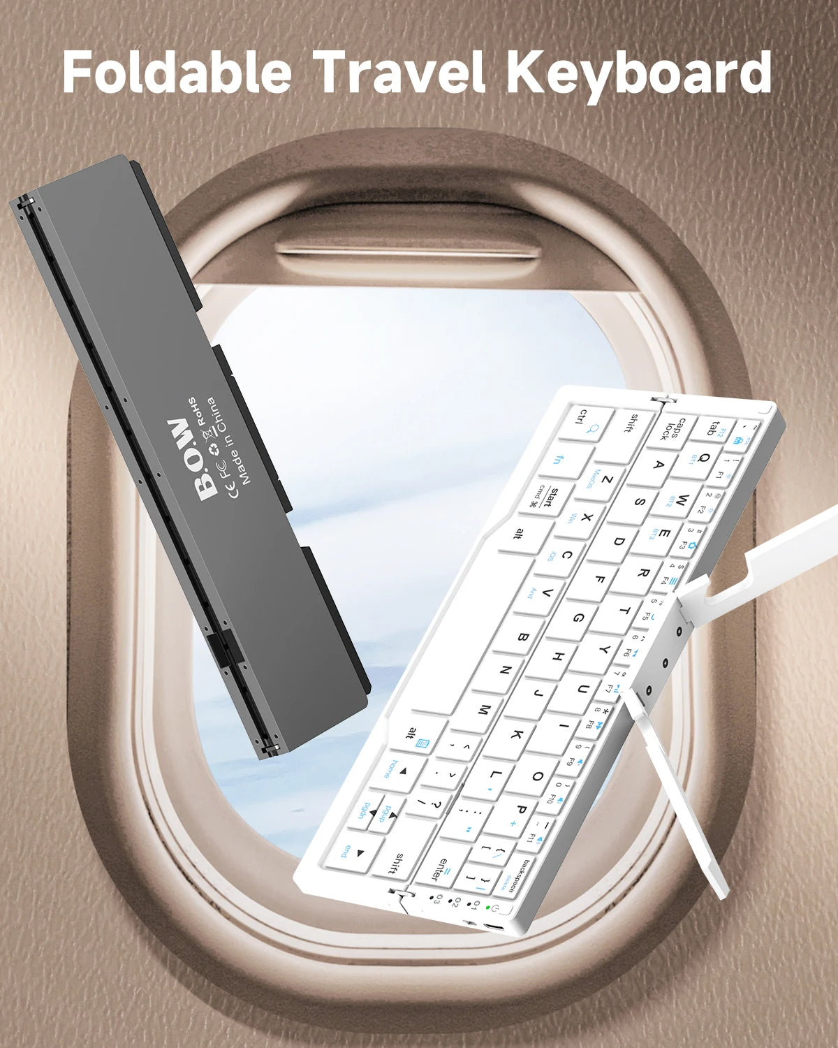 Purilite Select Portable Foldable Bluetooth Keyboard | Wireless Mini Keypad | Hidden Stand | Rechargeable | Multi-Device Compatible